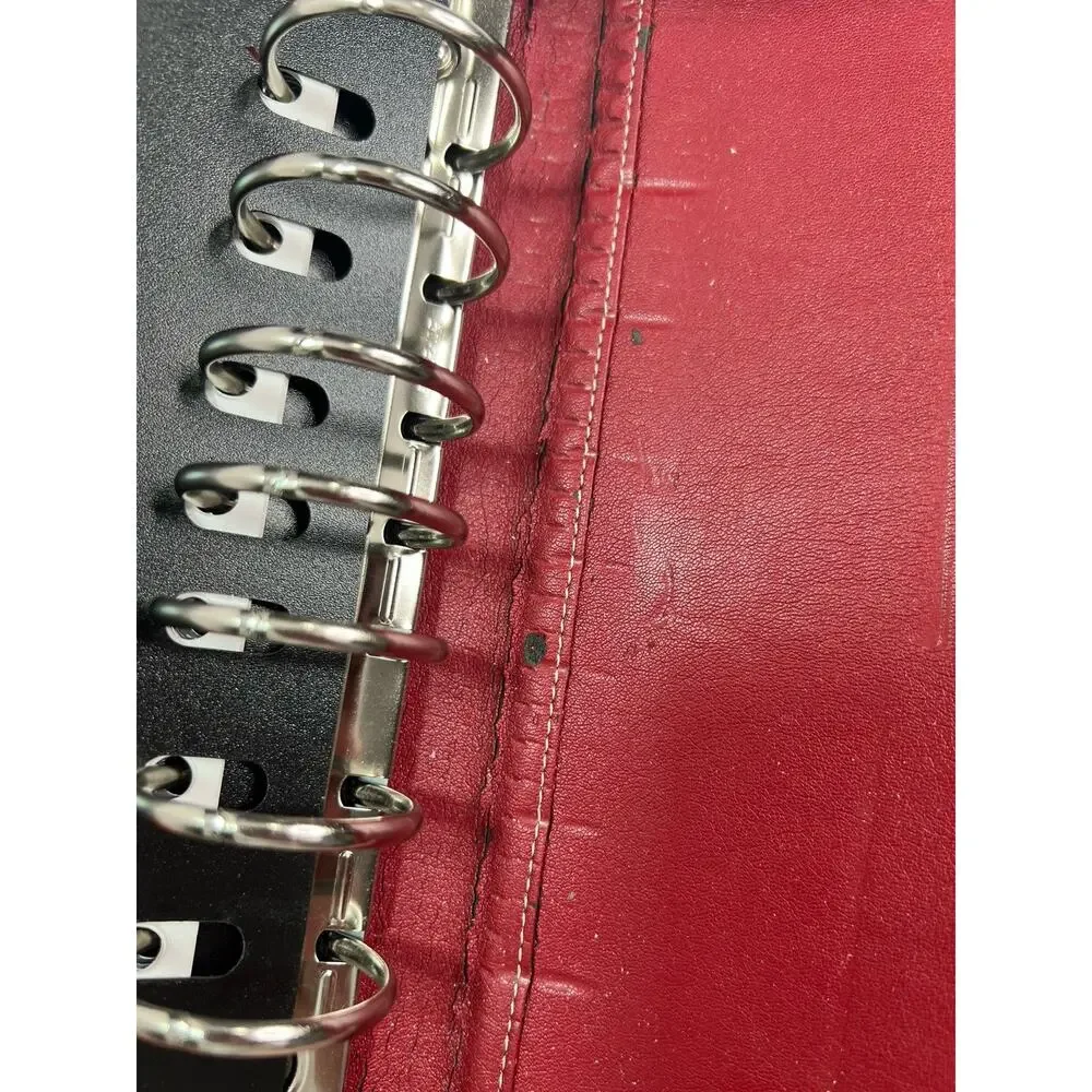 Franklin Covey Planner Red Leather 6 Ring Zip Around